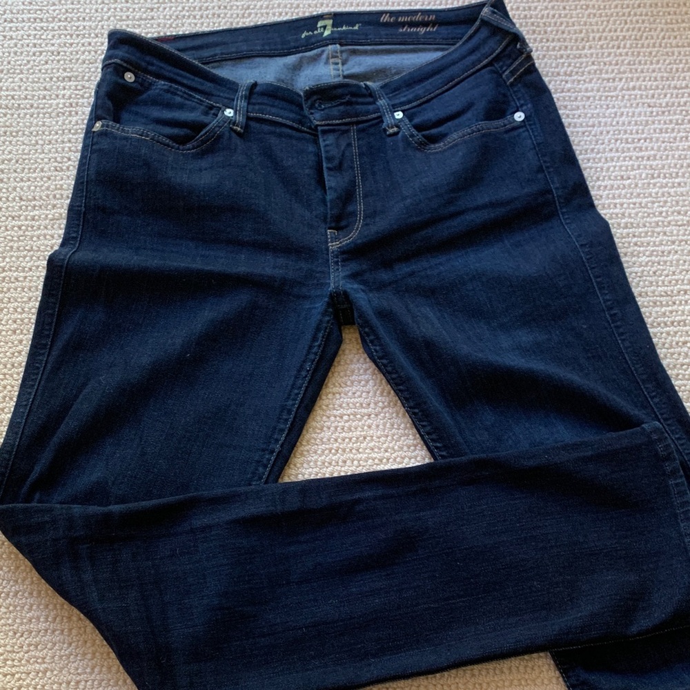 7 For All Mankind Deep Indigo Skinny Jeans